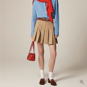 J. Crew Tan A-Line Pleated Skirt